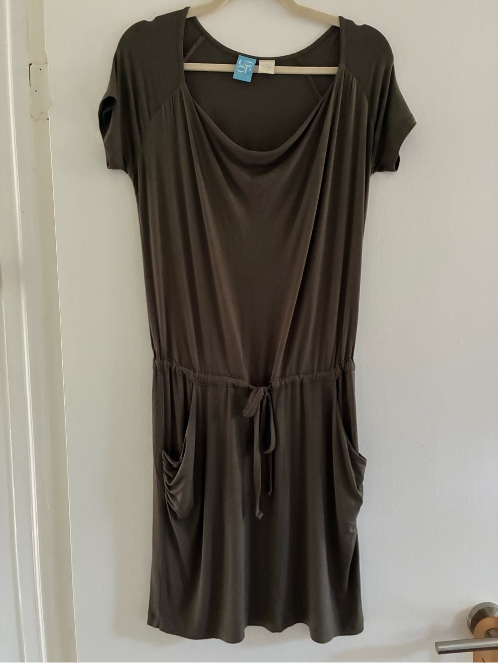 COOP Barneys New York Cowl Neck Drawstring Dress